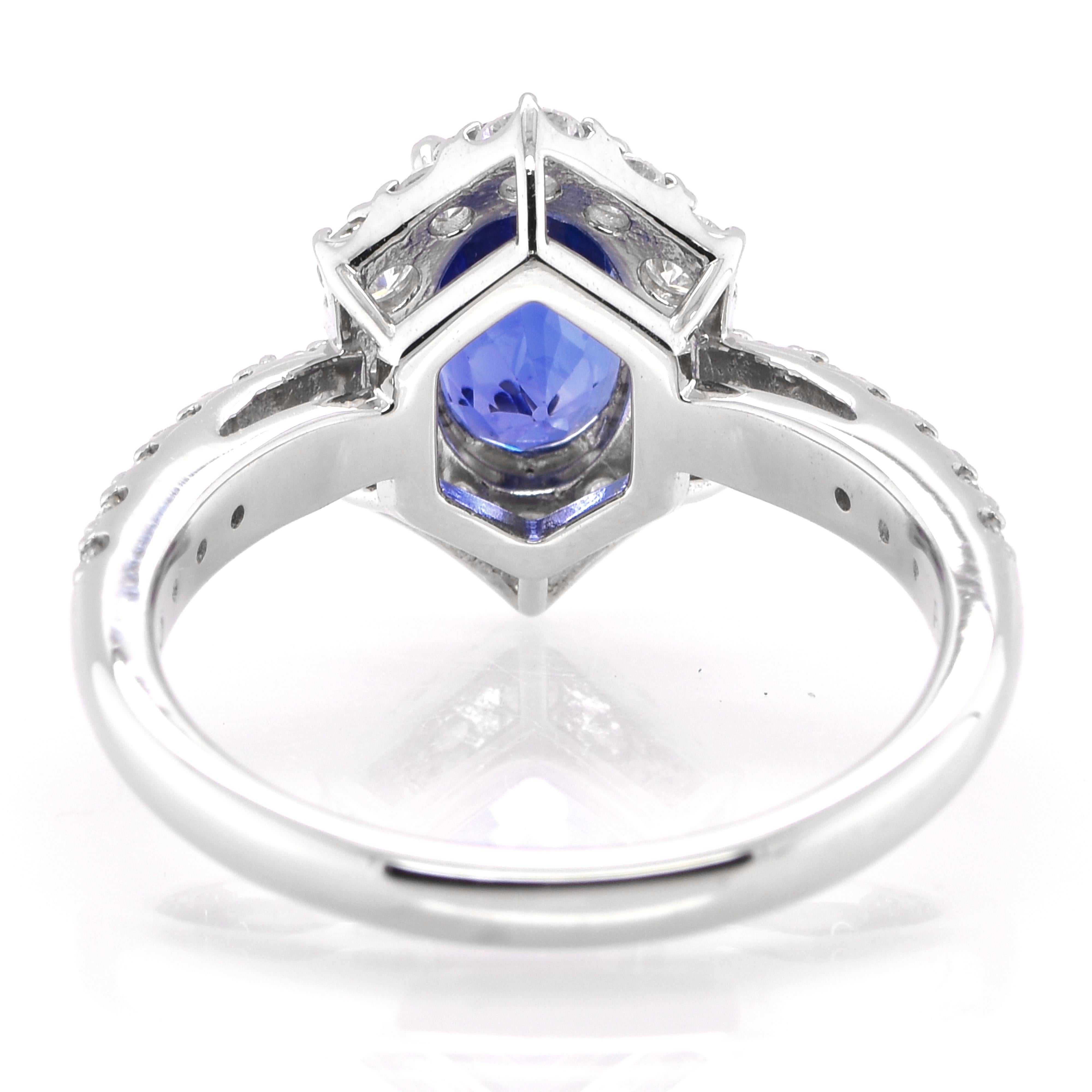 Women's 2.27 Carat Natural Unheated, Ceylon Sapphire and Diamond Ring set in Platinum For Sale