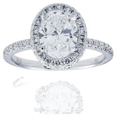 2.27 Carat Oval Diamond Ring Brilliant White 18K White Gold A Classic Statement