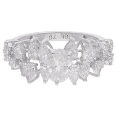 2.27 Carat Oval & Pear Diamond Promise Ring 18 Karat White Gold Handmade Jewelry