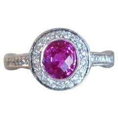 2.27 Carat Pink Sapphire and Diamond and Platinum Engagement Ring