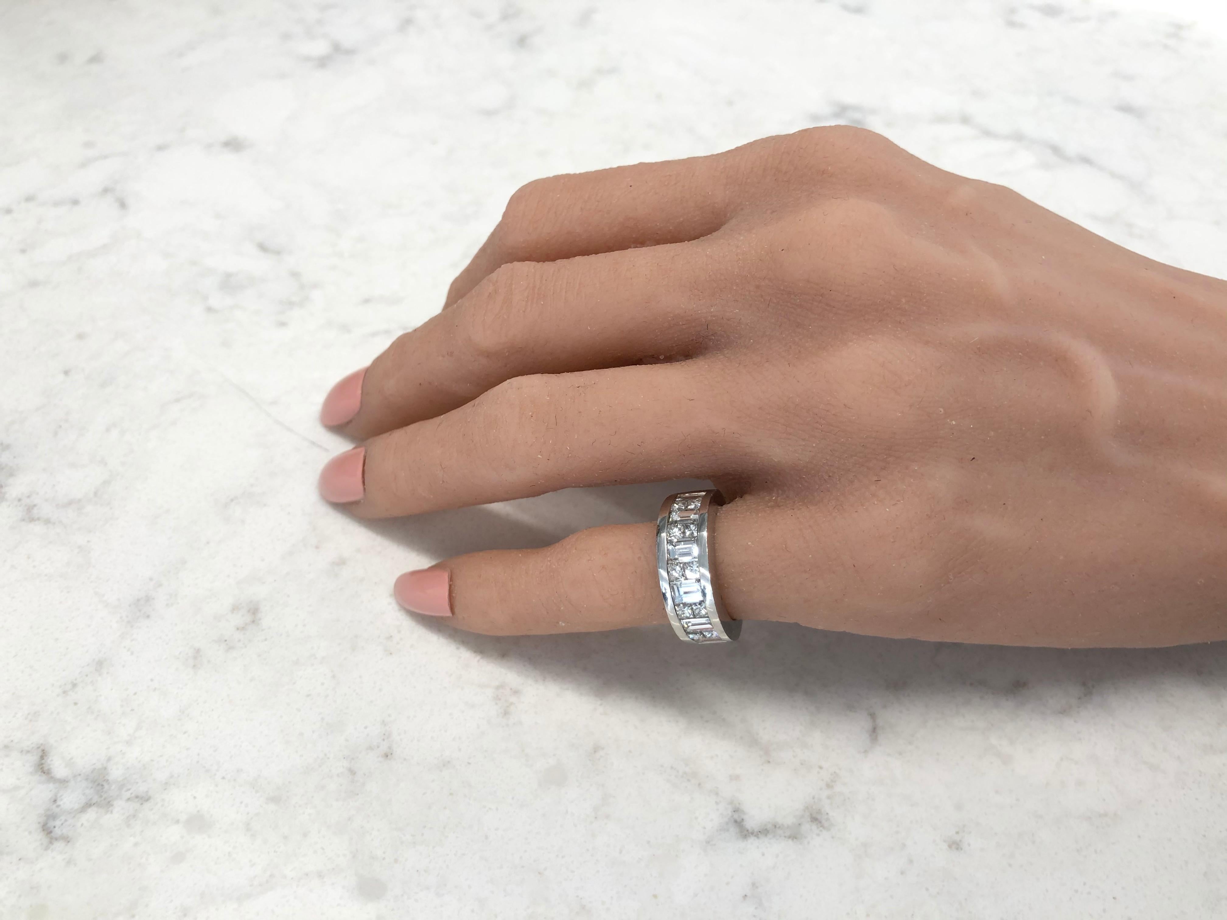 2.27 Carat Princess Cut and Baguette White Diamond Ring in Platinum 1