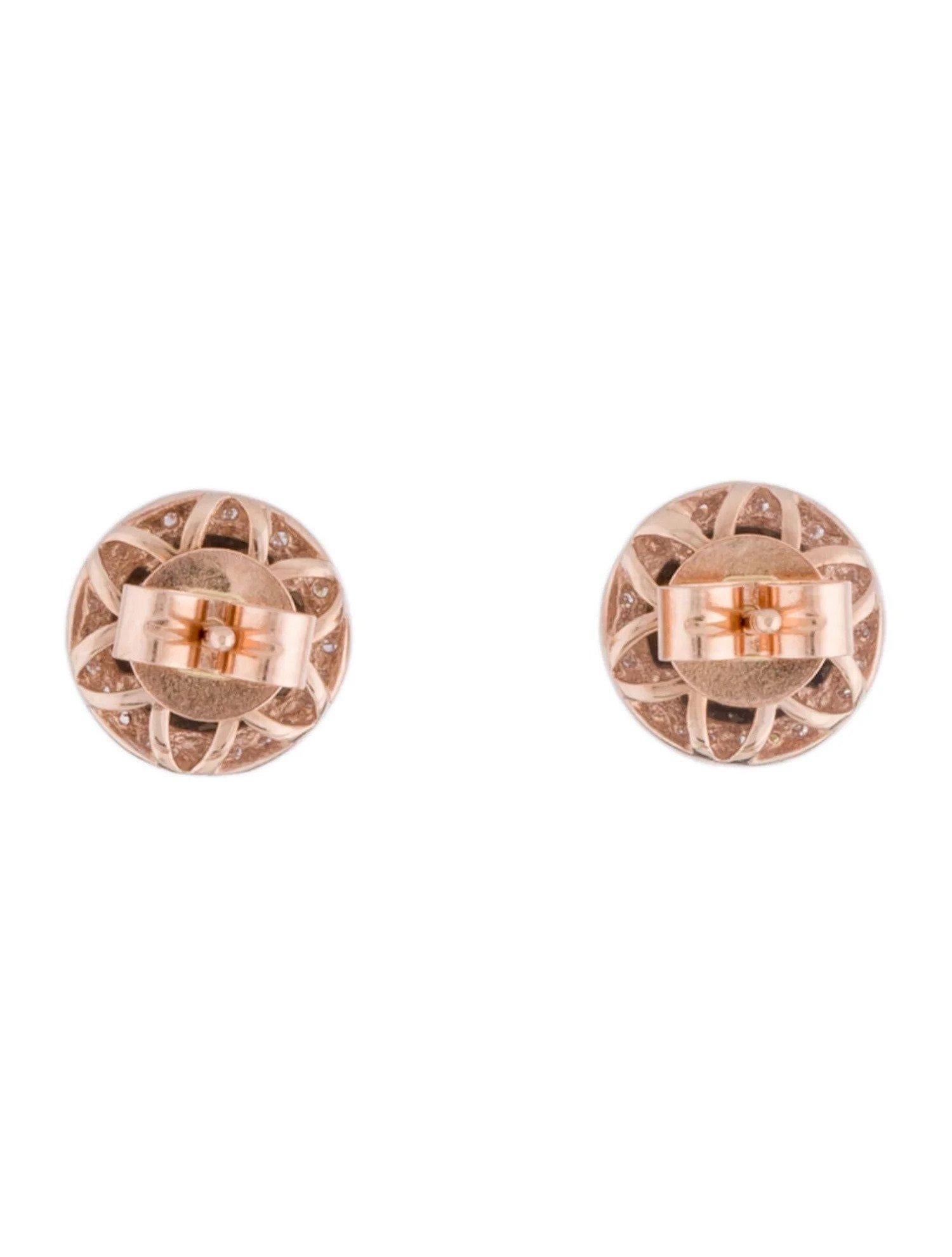 2.27 Carat Round Smokey Quartz & Diamond Rose Gold Stud Earrings  In New Condition For Sale In Great Neck, NY