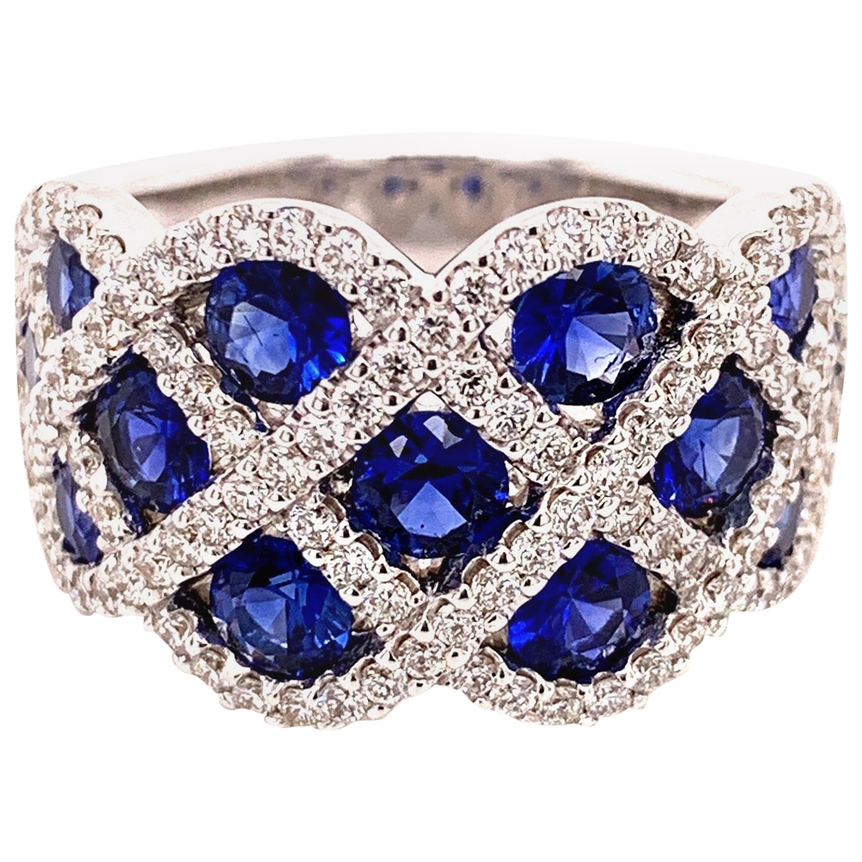 2.27 Carat Sapphire Diamond Ring For Sale