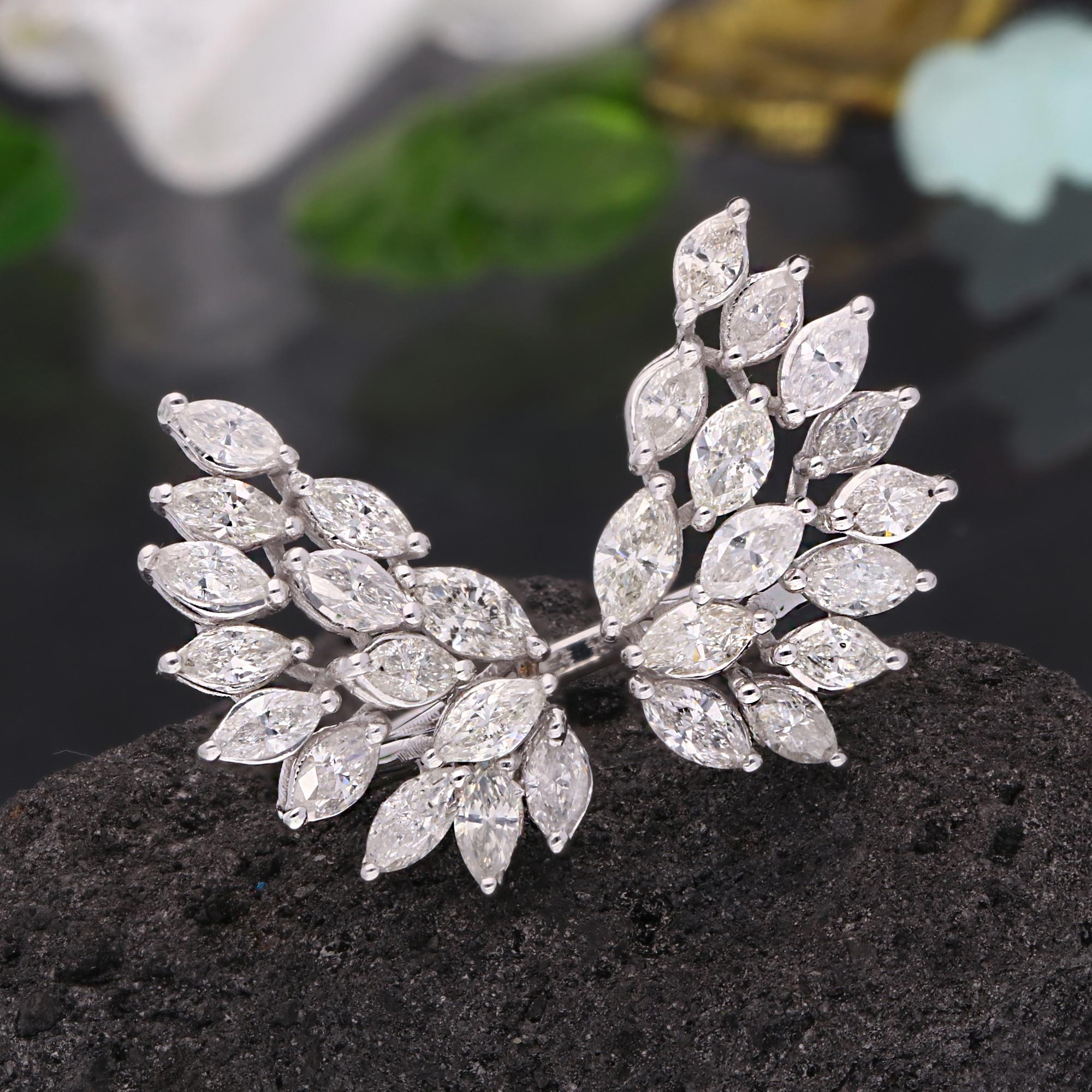 2,27 quilates SI/H Diamante marquesa Anillo puño ala de ángel Oro blanco de 18 quilates Corte marquesa en venta