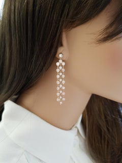 2.27 Carat Total Bezel Set Diamond Chandelier Earrings in 14 Karat Rose Gold