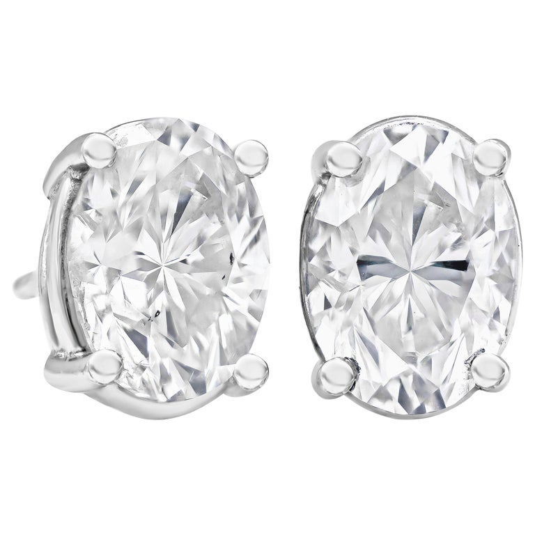 2.27 Carat Total Oval Cut Diamond Stud Earrings at 1stDibs