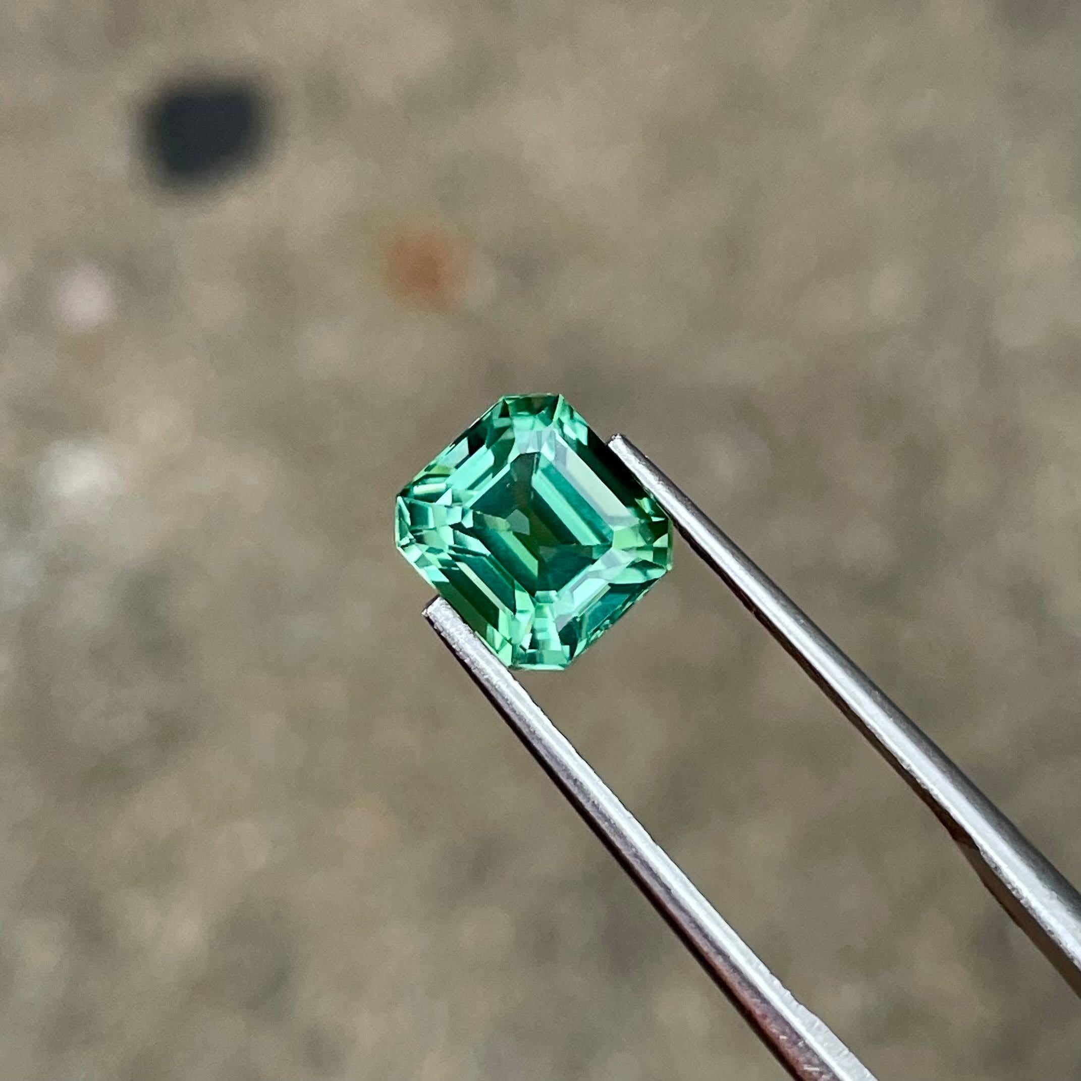 Taille émeraude Pierre précieuse afghane de 2,27 carats, tourmaline verte menthe, taille émeraude en vente