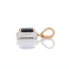 2.27 Ct Blue Sapphire Solitaire Pendant with Diamonds in 18K White Gold
