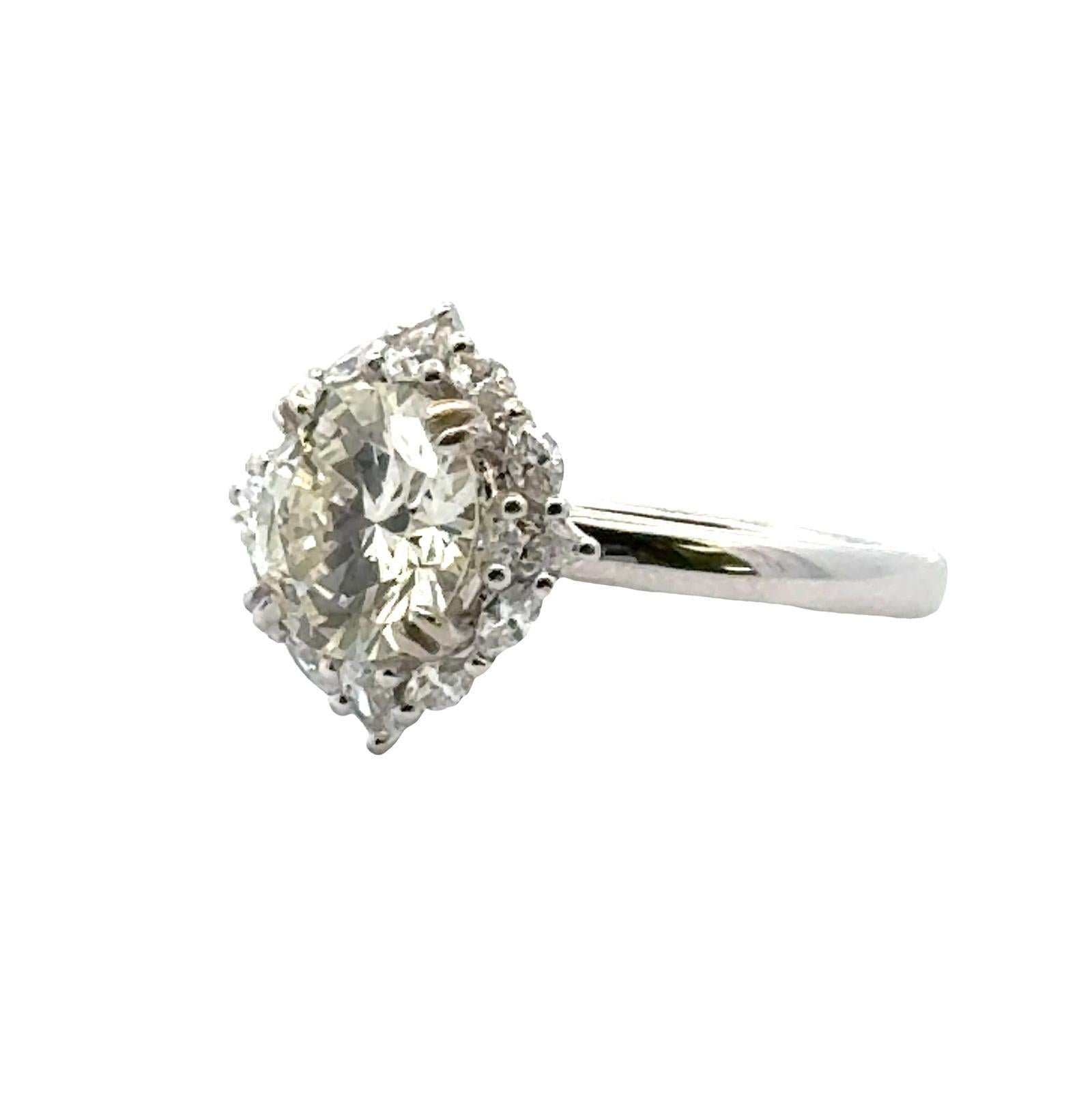 Round Cut 2.27 Round Brilliant Cut Diamond 14K White Gold Engagement Ring GIA Certified For Sale