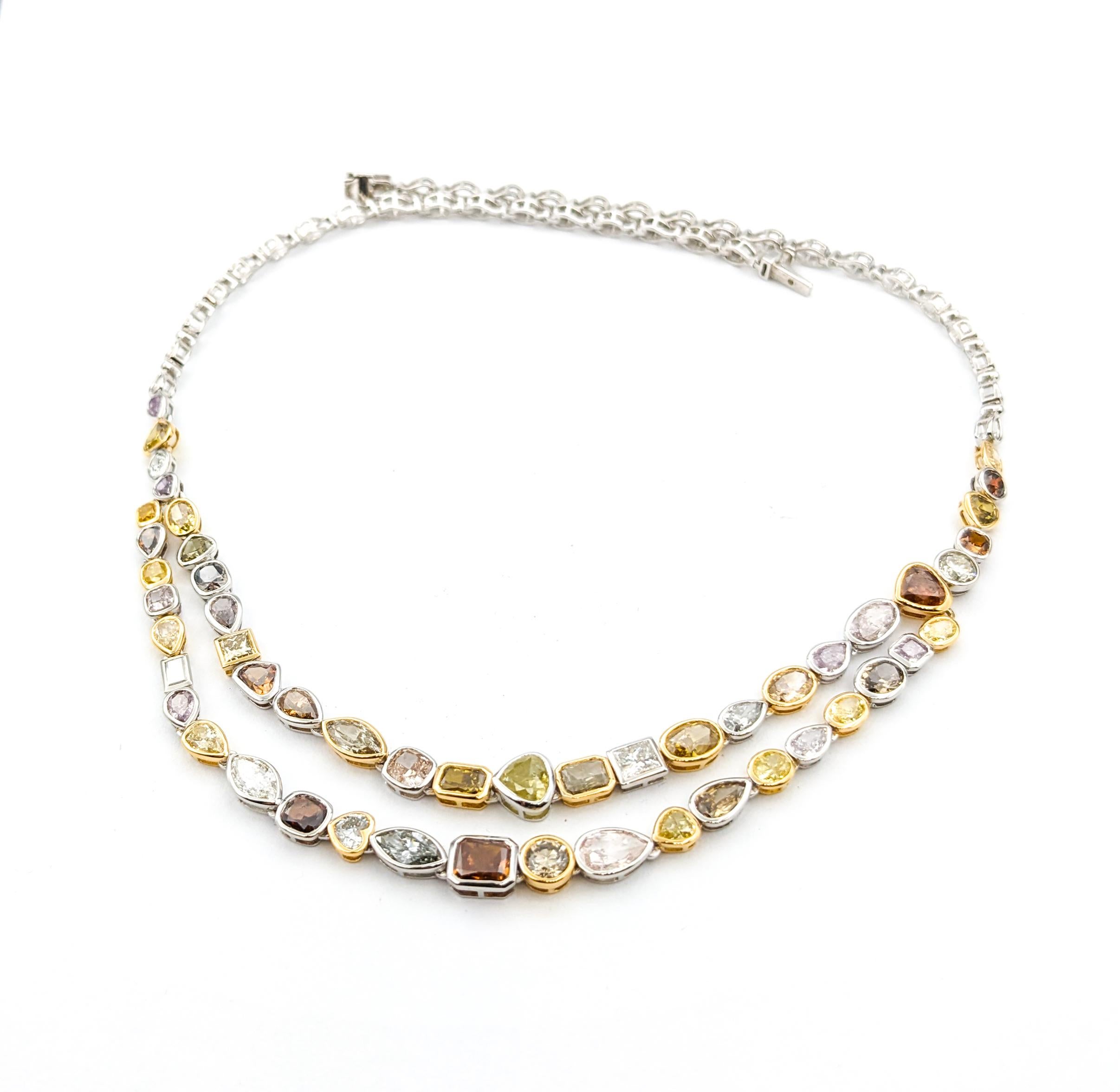 22,73ctw Multi Diamanten Double Halskette in Weißgold im Angebot 5