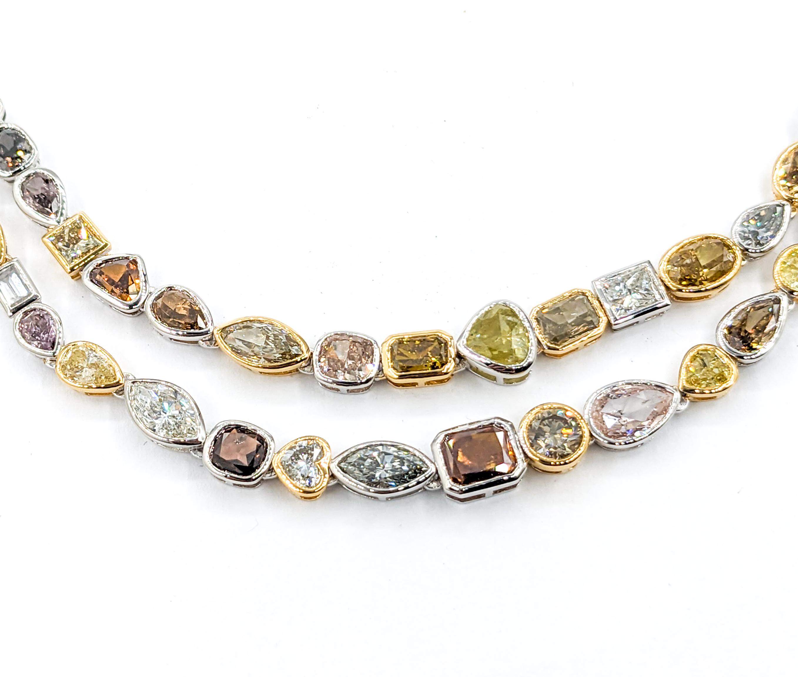 22,73ctw Multi Diamanten Double Halskette in Weißgold im Angebot 6