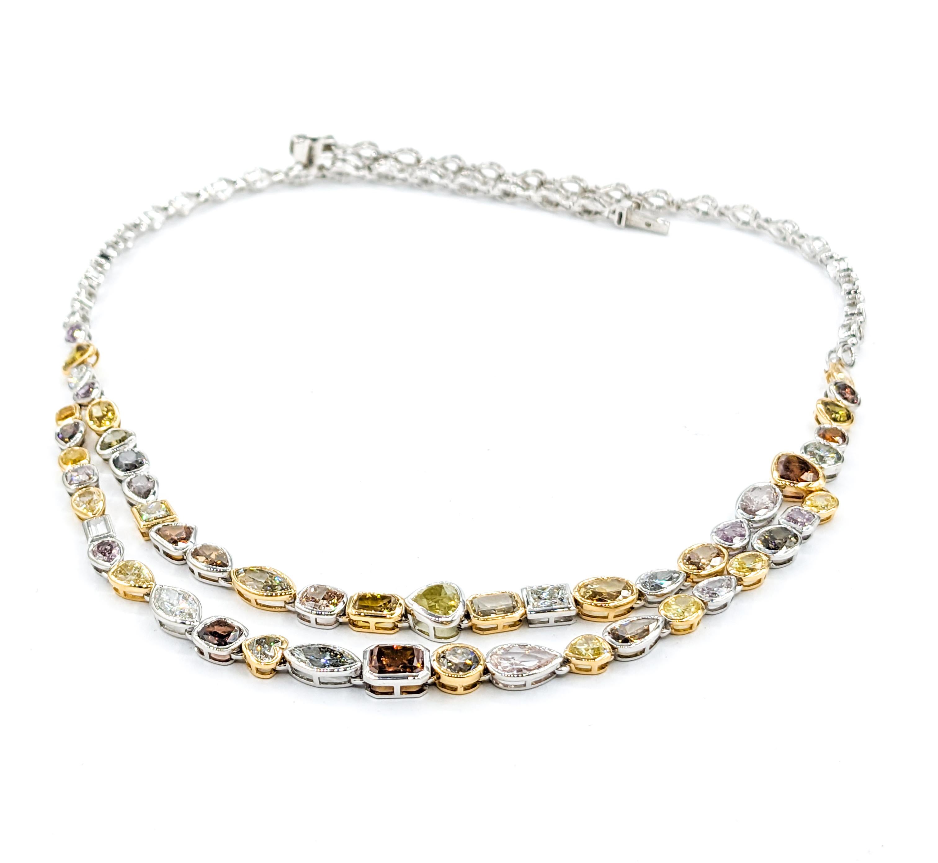 22,73ctw Multi Diamanten Double Halskette in Weißgold im Angebot 7