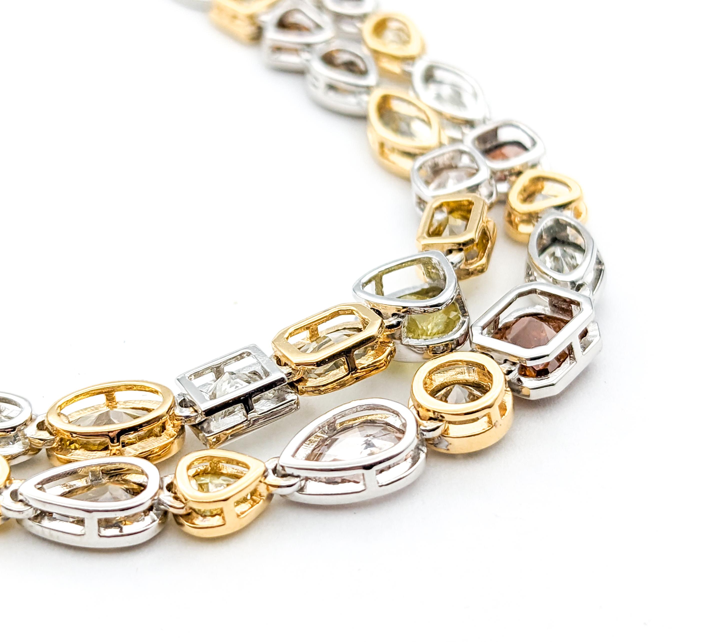Contemporary 22.73ctw Multi Diamonds Double Necklace In White Gold For Sale