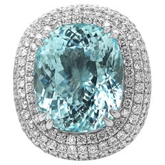 Anillo de oro blanco con TURMALINA PARAIBA y diamante blanco de 22,74 quilates