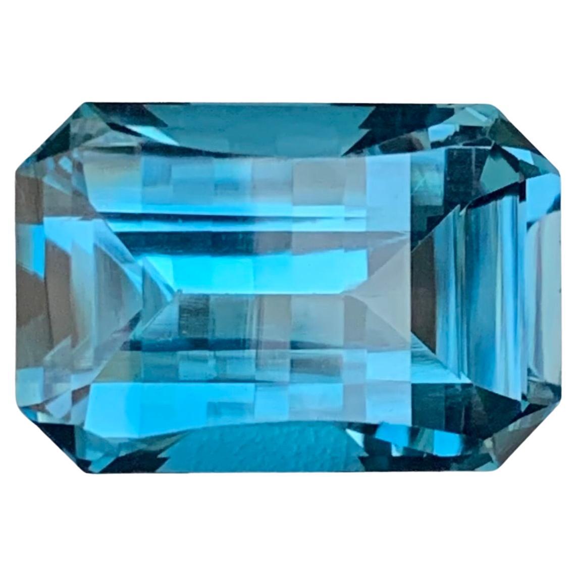 22.75 Carat Natural Loose London blue Topaz Pixel Cut Gemstone From Brazil