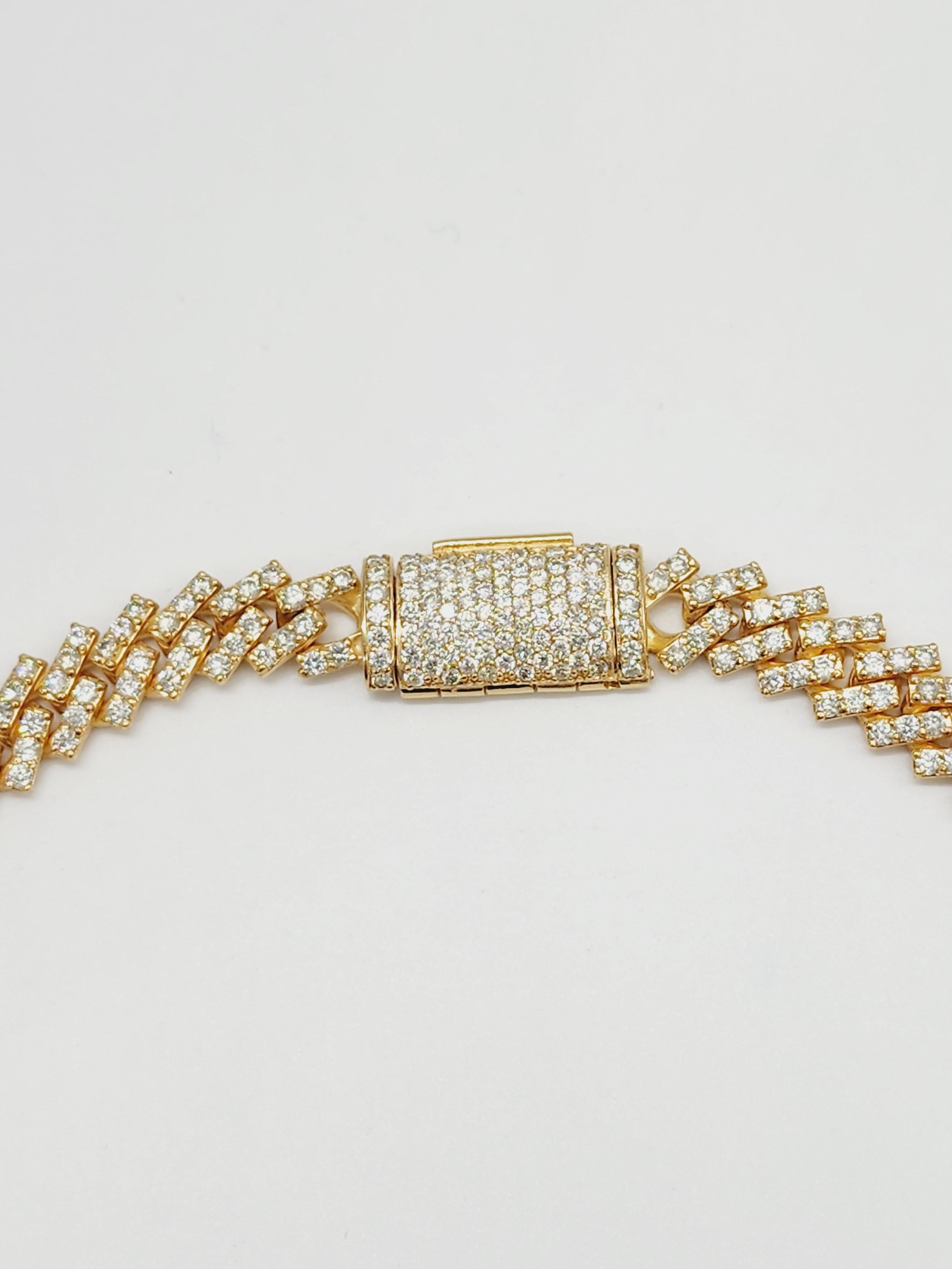 22.75 Carats Diamonds Heavy Cuban Link Necklace Chain 14 Karats Yellow Gold 20'' In New Condition In Great Neck, NY
