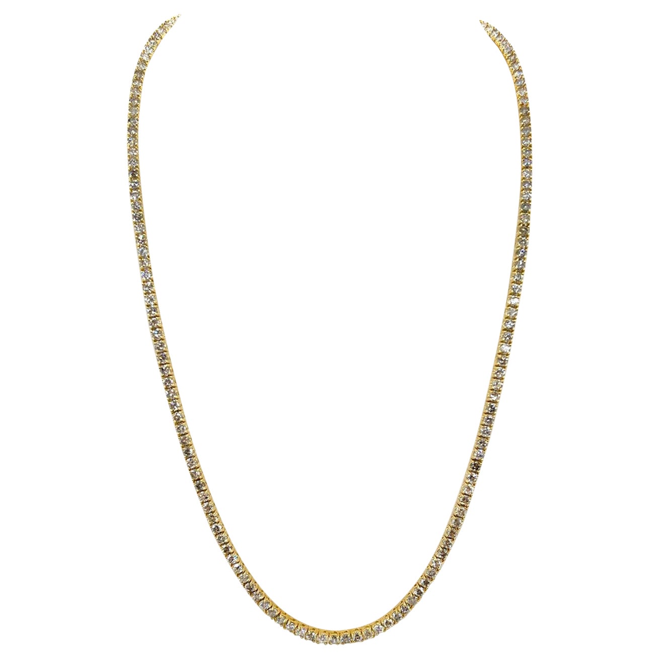 22.76 Carat Natural Diamond Tennis Necklace in 14K Yellow Gold 20"