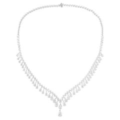 18 Karat White Gold 22.79 Carat SI Clarity HI Color Pear Shape Diamond Necklace