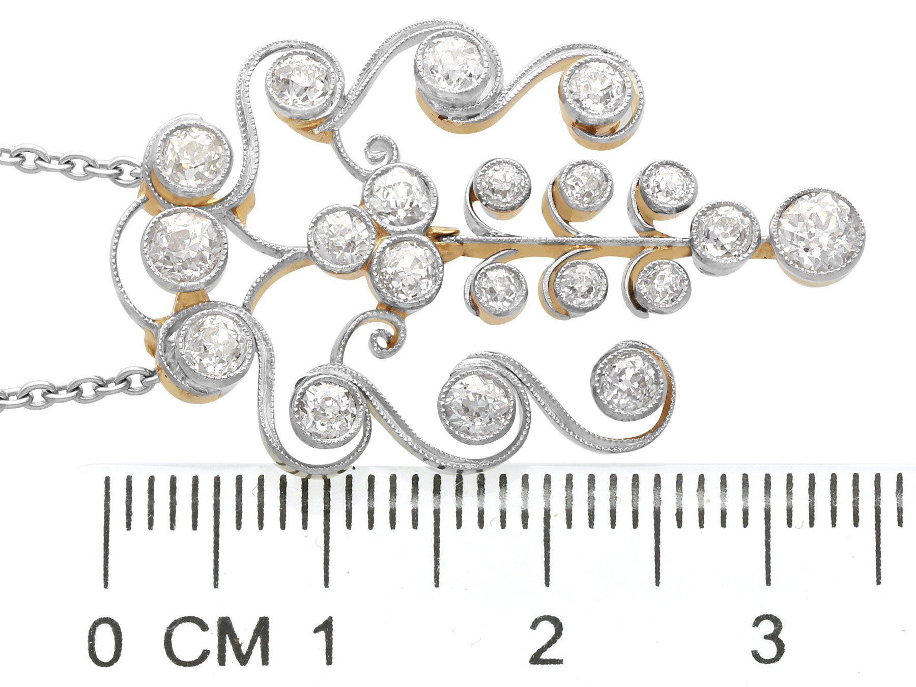 Antique 2.27 Carat Diamond and Yellow Gold Pendant, circa 1910 2