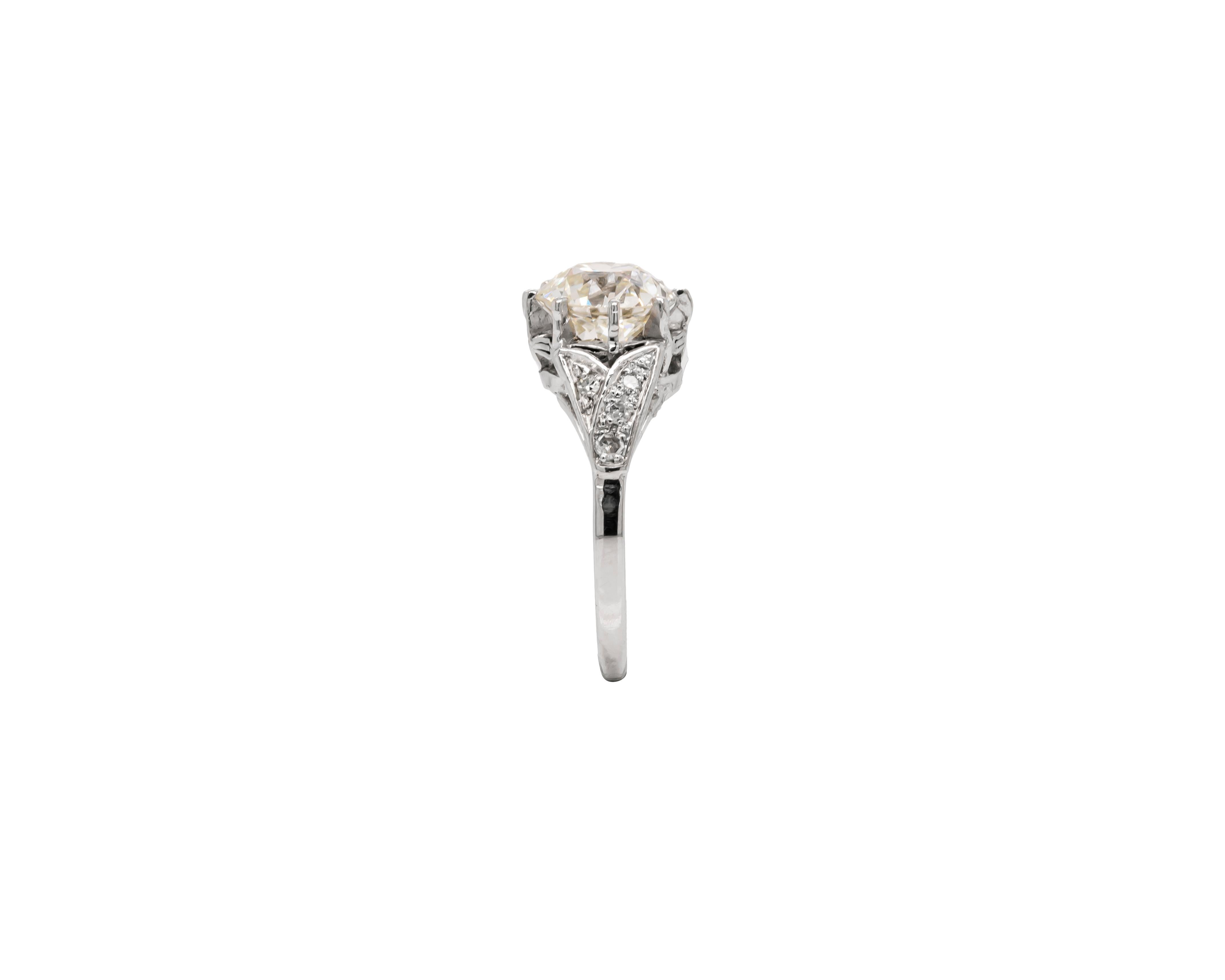 Art Deco 2.27ct Edwardian Old Cut Diamond 18 Carat Gold Engagement Ring, c.1915 For Sale