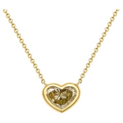 2.27ct Yellow Heart Shape Diamond Bezel Set Necklace