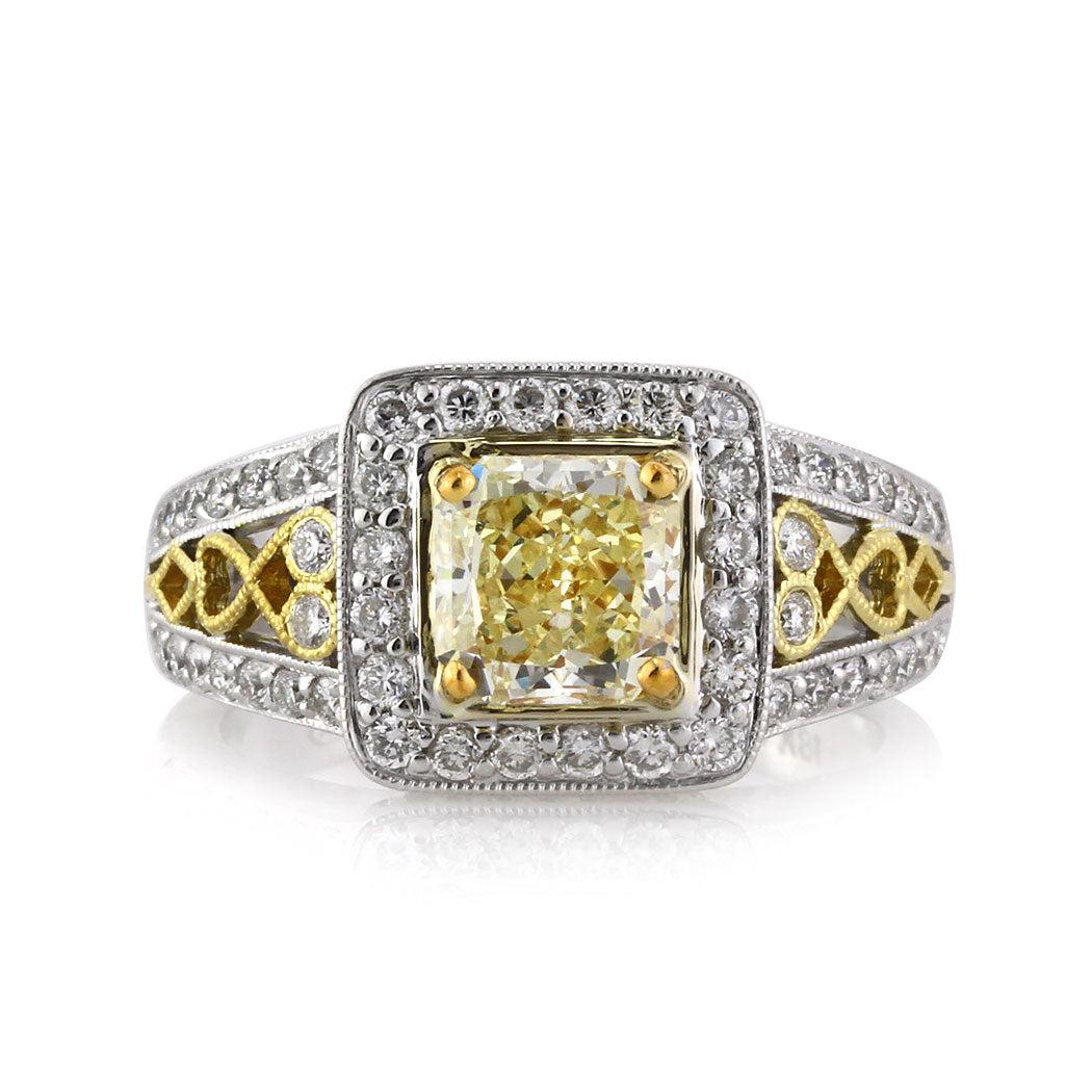 2.27ct Fancy Light Yellow Radiant Cut Diamond Engagement Ring