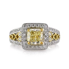 2.27ct Fancy Light Yellow Radiant Cut Diamond Engagement Ring