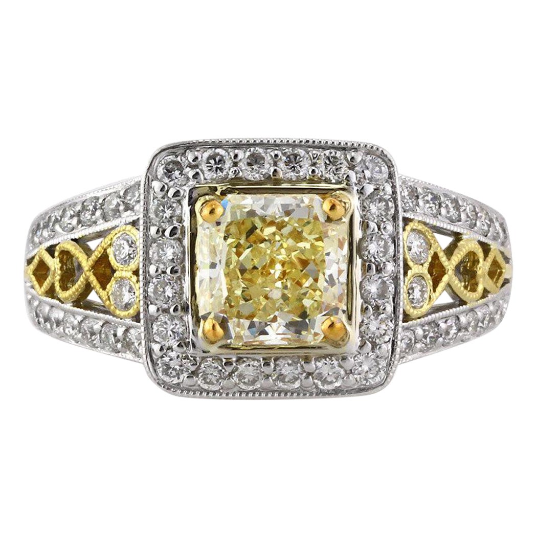 2.27ct Fancy Light Yellow Radiant Cut Diamond Engagement Ring