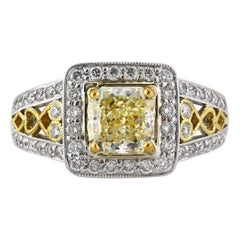 2.27ct Fancy Light Yellow Radiant Cut Diamond Engagement Ring