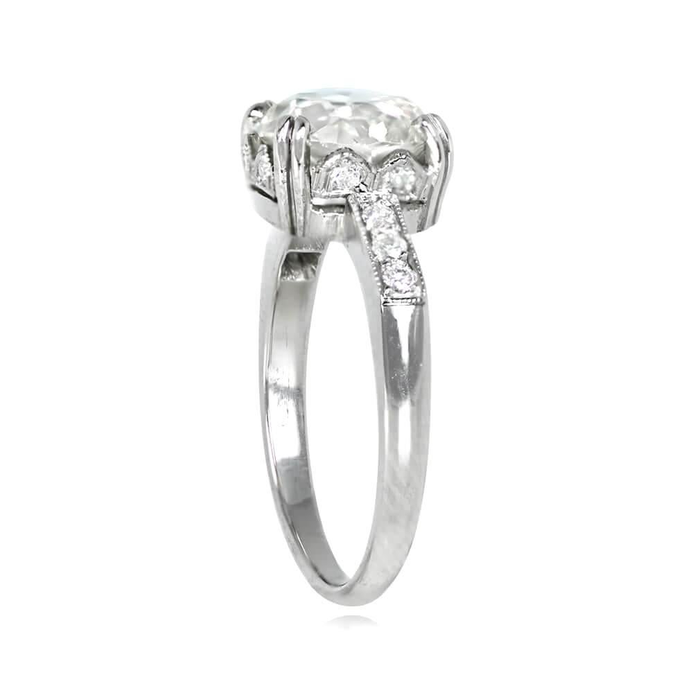 Art Deco 2.27ct Old European Cut Diamond Engagement Ring, Platinum For Sale