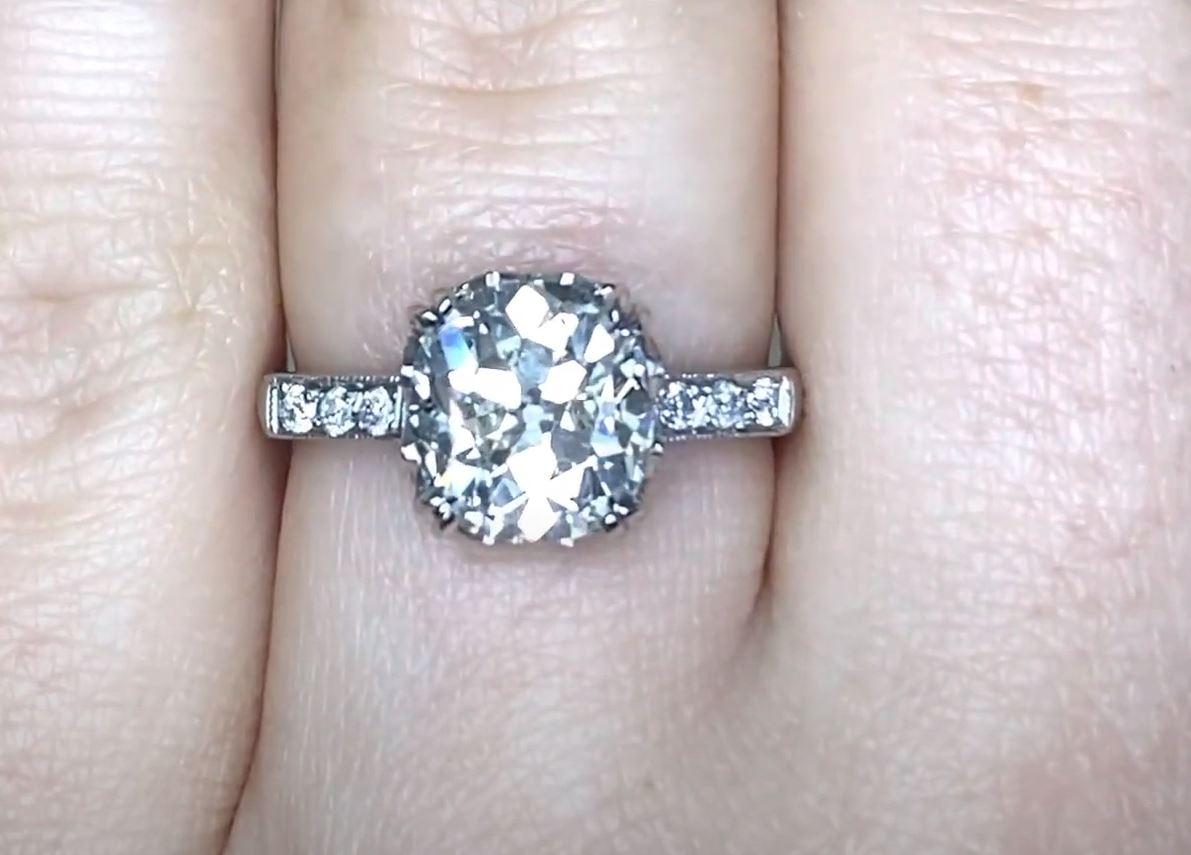 2.27ct Old European Cut Diamond Engagement Ring, Platinum In Excellent Condition For Sale In New York, NY