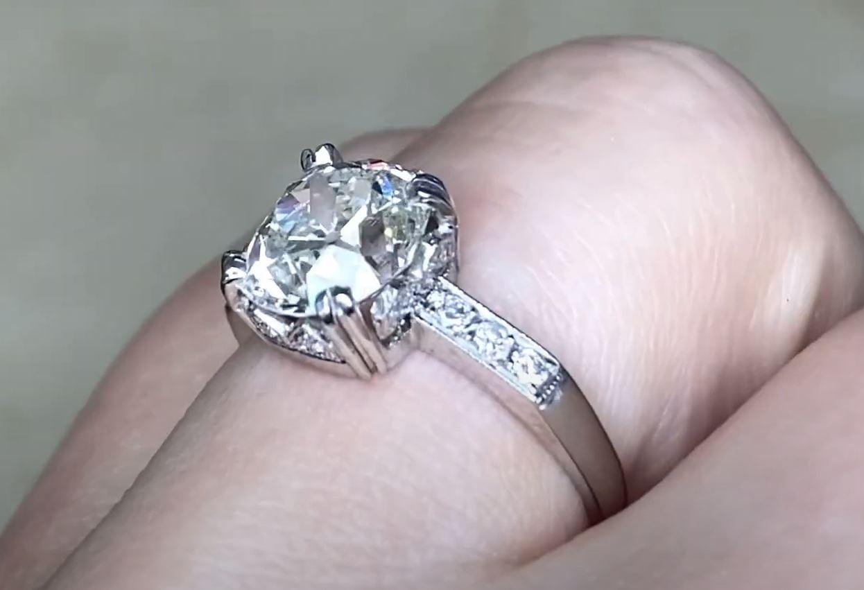 2.27ct Old European Cut Diamond Engagement Ring, Platinum For Sale 1