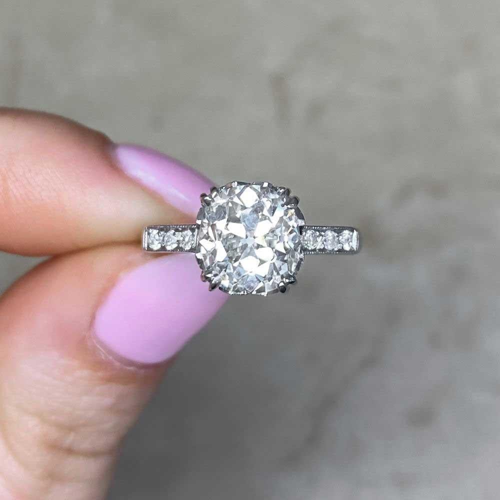 2.27ct Old European Cut Diamond Engagement Ring, Platinum For Sale 4