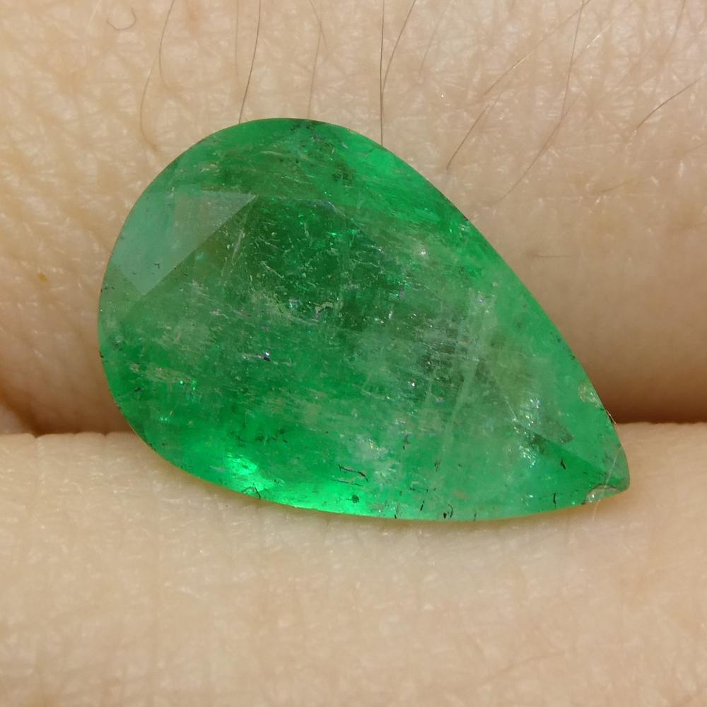 Brilliant Cut 2.27ct Pear Green Emerald from Colombia For Sale