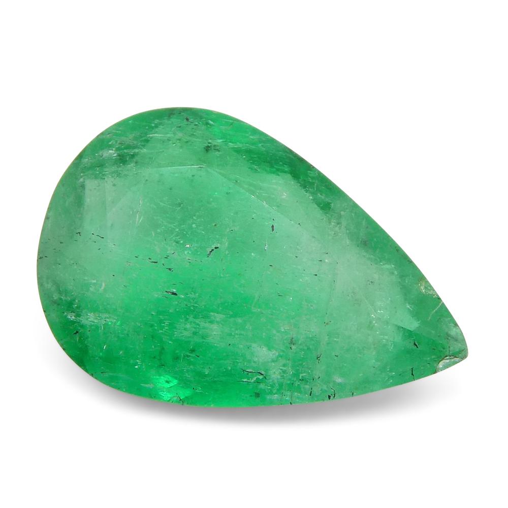 Women's or Men's 2.27ct Pear Green Emerald from Colombia For Sale