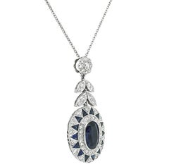 2.27ct Sapphire 0.95ct Diamond Gold Pendant Necklace