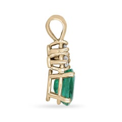 2.27tcw 14K Oval Emerald & Diamond Split Bail Pendant Necklace Dark Green Prong