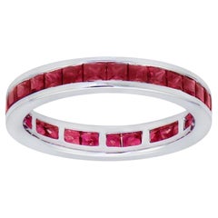 2.28 Carat Channel Set Ruby Band in 18K White Gold
