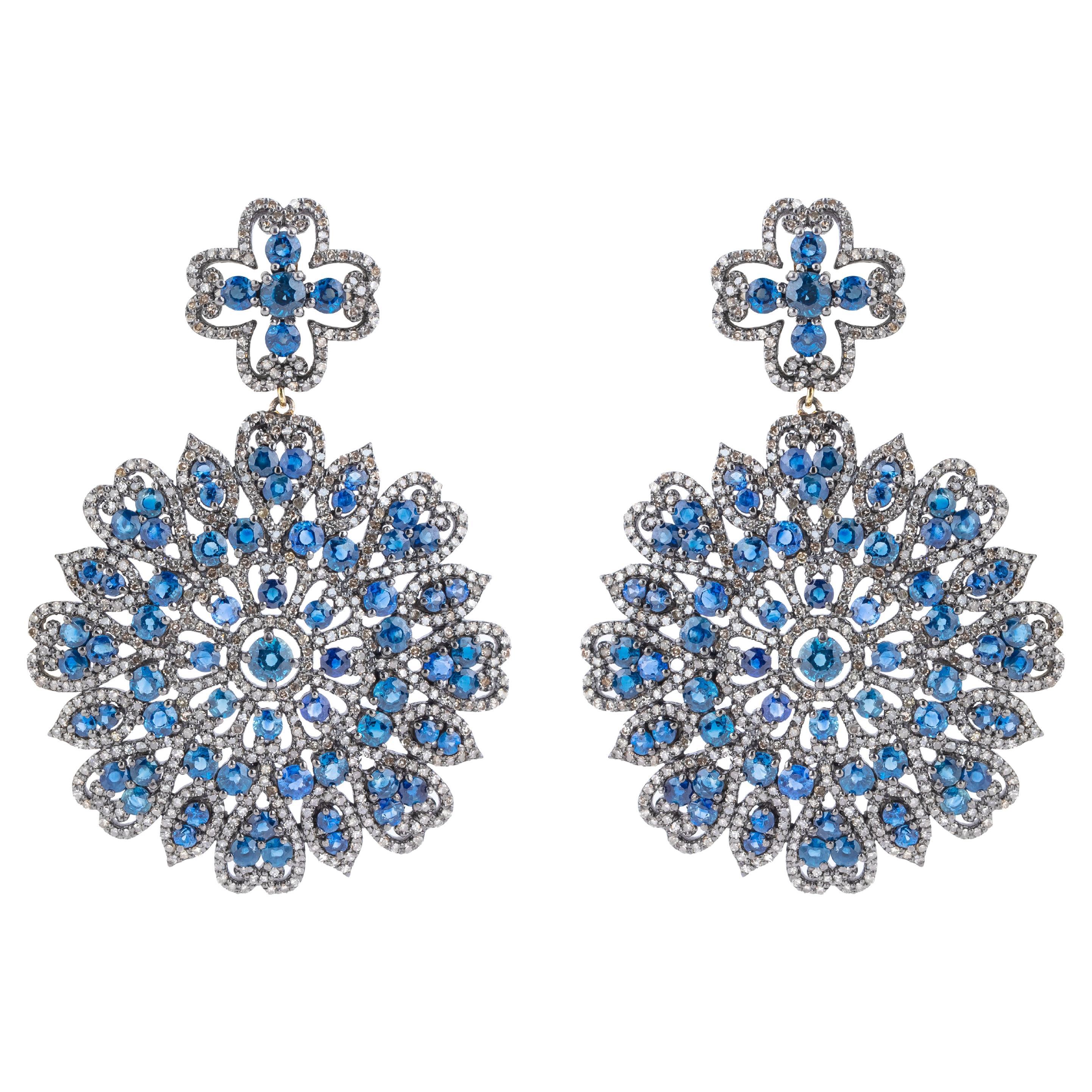 22.8 Carat Diamond and Sapphire Drop Earrings