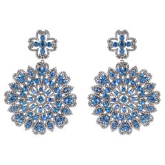 22.8 Carat Diamond and Sapphire Drop Earrings