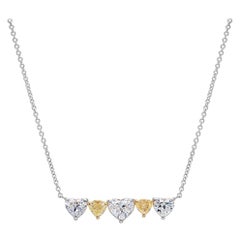 2.28 Carat Heart Shaped Yellow and White Diamond Pendant Necklace in 18K Gold