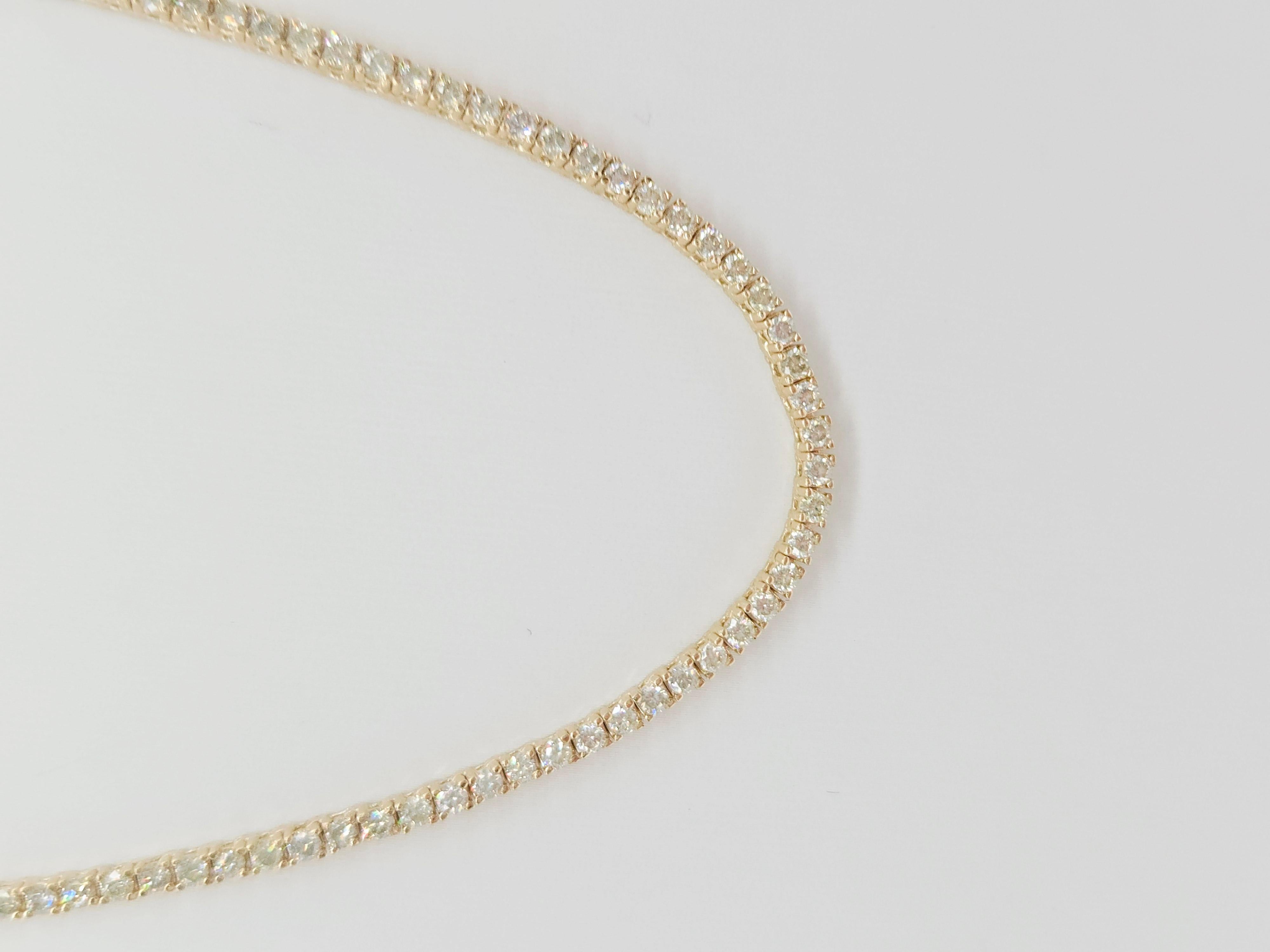 2.28 Carat Illusion Setting Natural Diamond Mini Necklace Yellow Gold 18'' In New Condition For Sale In Great Neck Plaza, NY