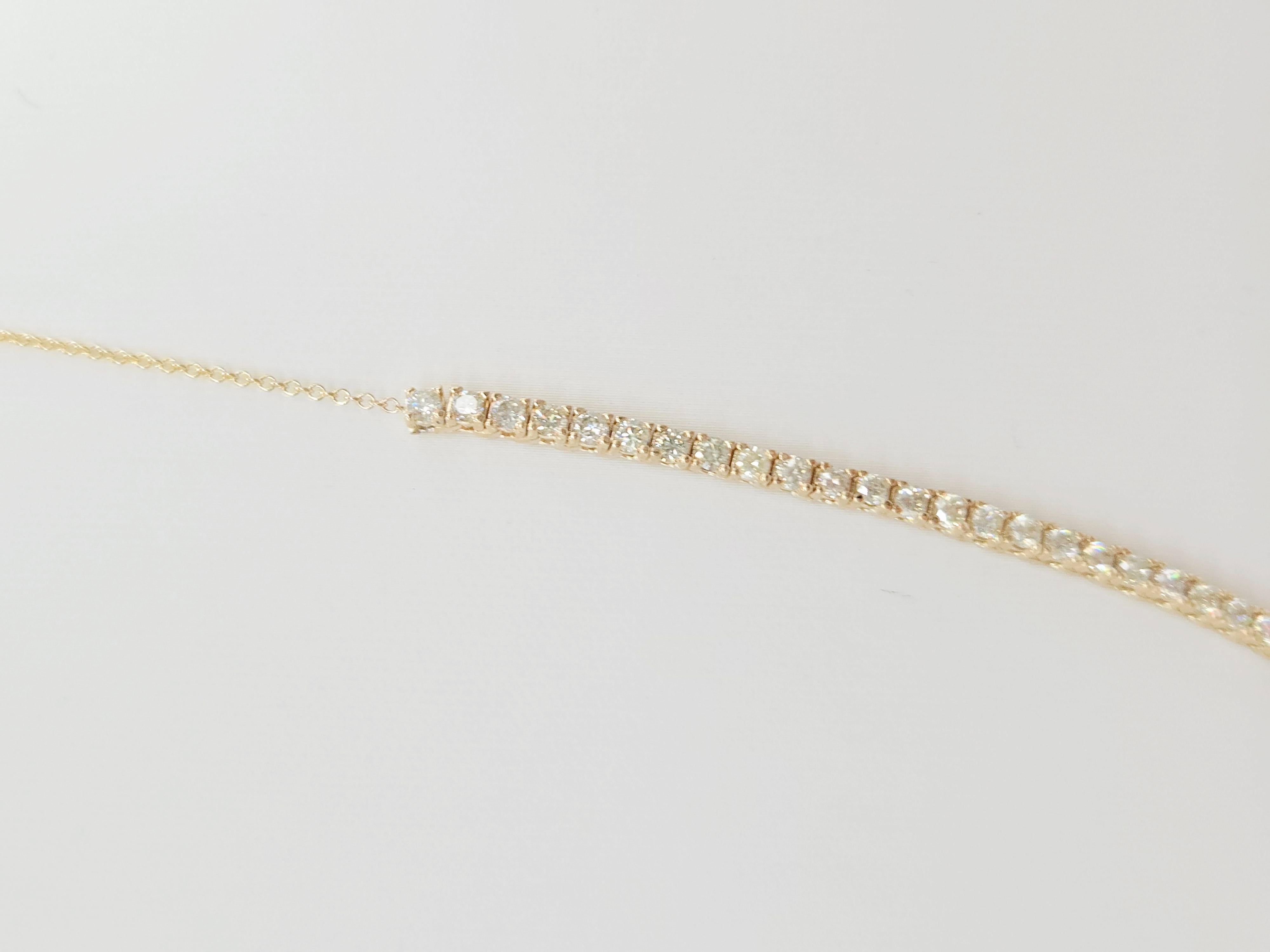 Women's 2.28 Carat Illusion Setting Natural Diamond Mini Necklace Yellow Gold 18'' For Sale