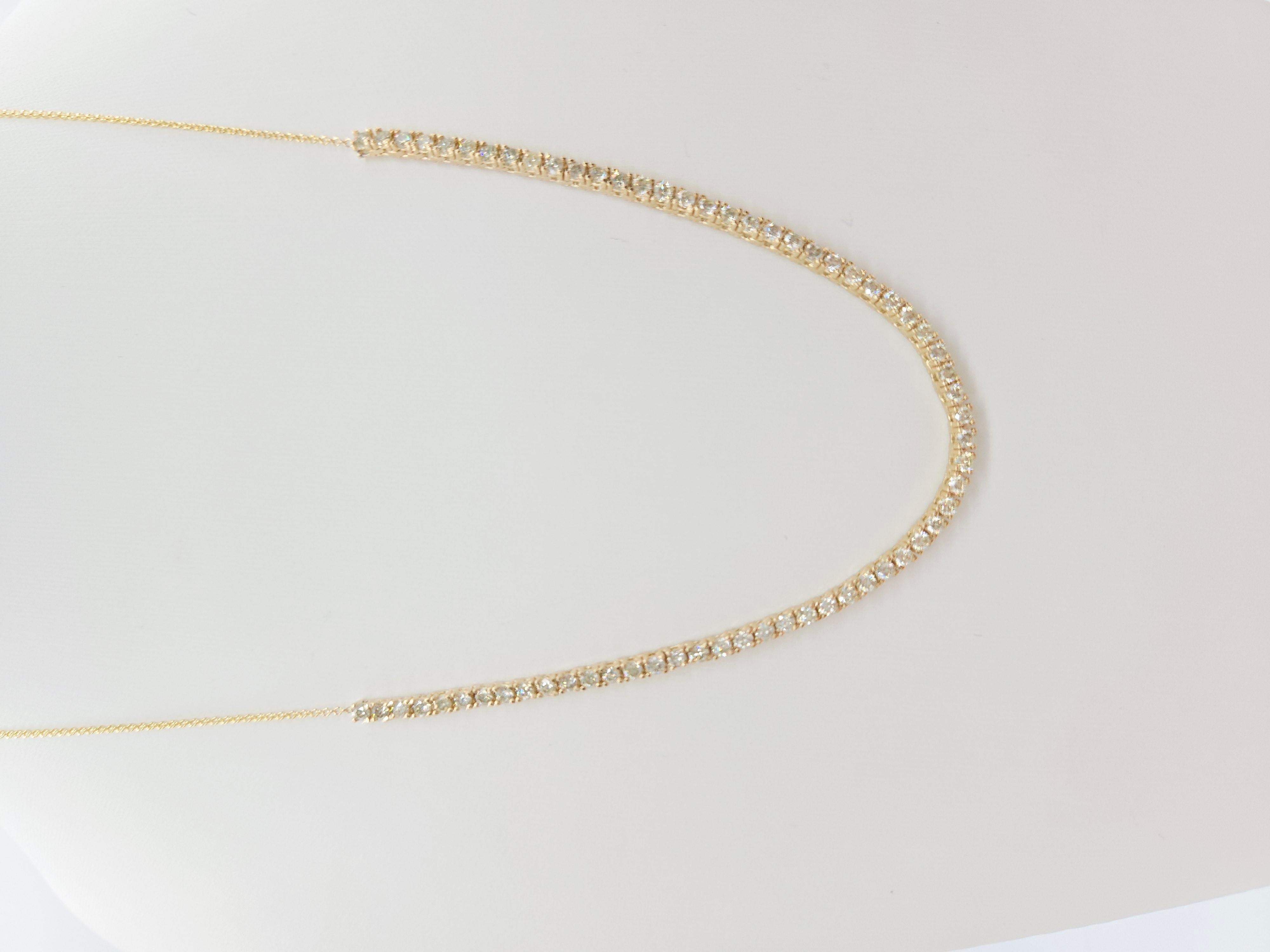 2.28 Carat Illusion Setting Natural Diamond Mini Necklace Yellow Gold 18'' For Sale 1