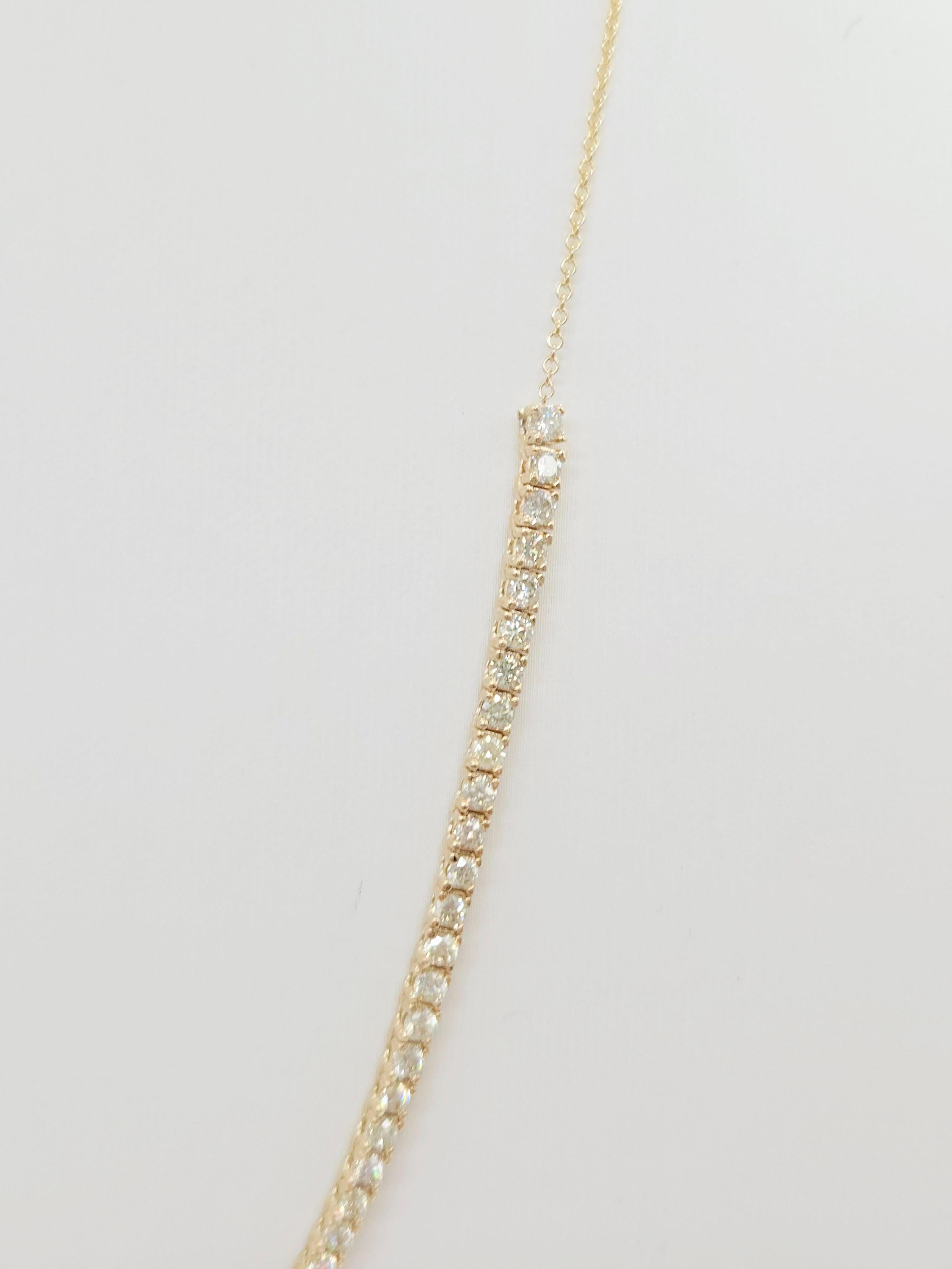 Women's 2.28 Carat Natural Diamond Mini Necklace Yellow Gold 18'' For Sale