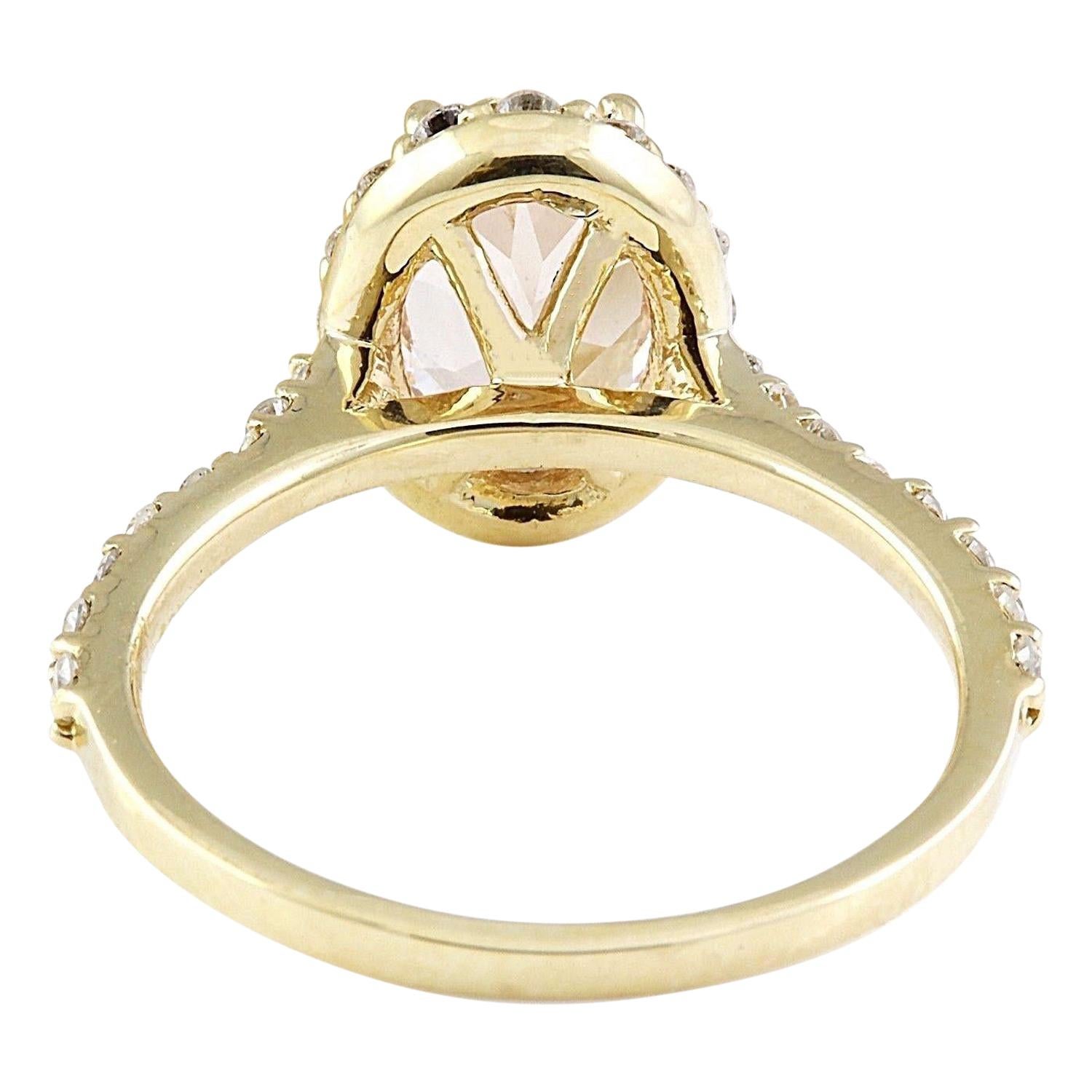 Oval Cut 2.28 Carat Natural Morganite 14 Karat Solid Yellow Gold Diamond Ring For Sale