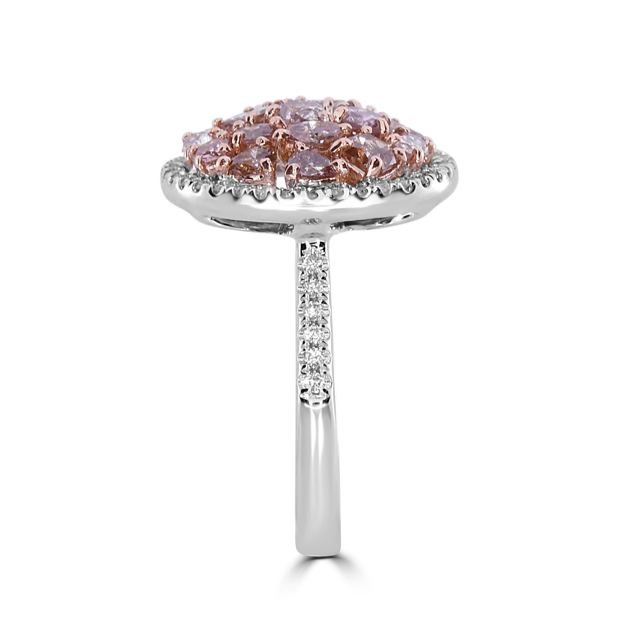 2.28 Carat Natural Fancy Pink Diamond Cluster Ring In New Condition For Sale In New York, NY