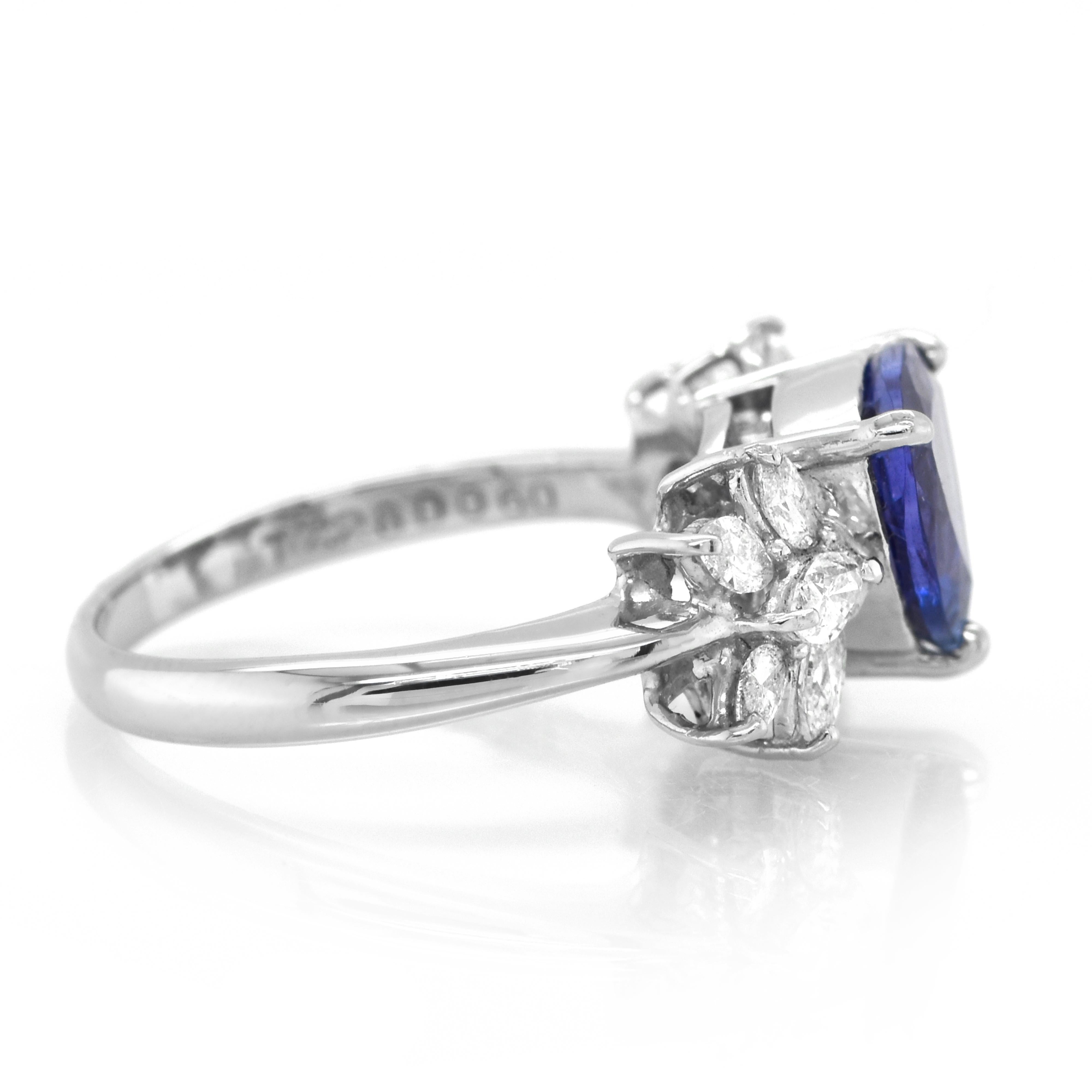 Trillion Cut 2.28 Carat Natural Trillion-Cut Tanzanite and Diamond Ring Set in Platinum