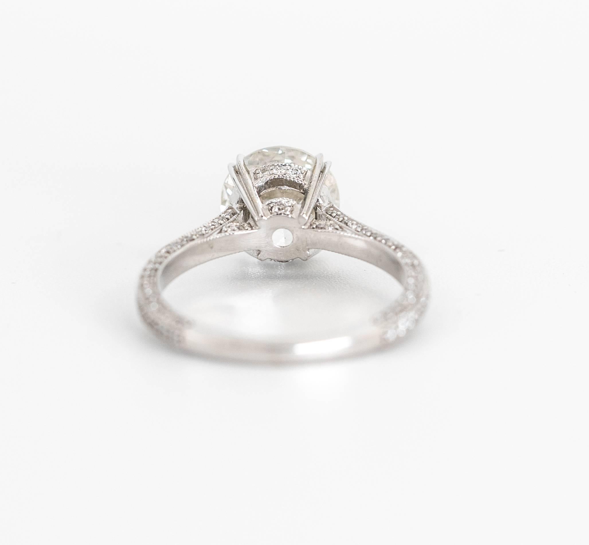 Contemporary 2.28 Carat Old Euro Cut Diamond Engagement Ring, in 18K, by The Diamond Oak