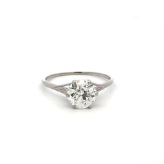 Anello di fidanzamento in platino con diamante di 2,28 carati con taglio europeo antico L I2